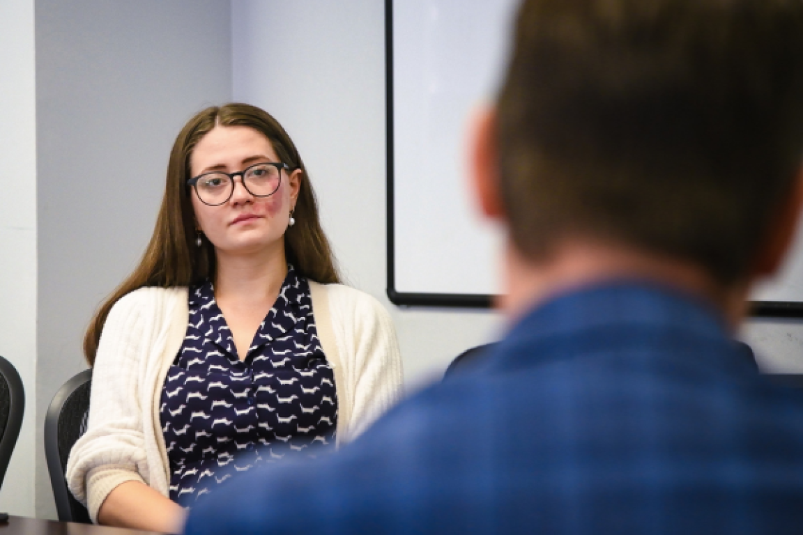 an intern meets with offender to provide treatment