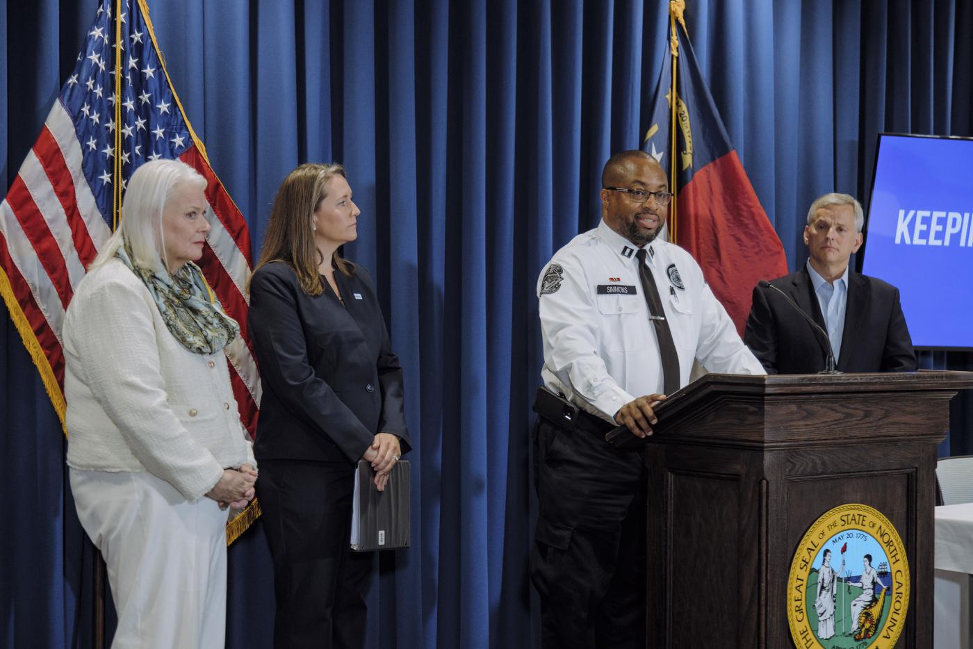 Capt. Derrick Simmons speaks at NC Strong update