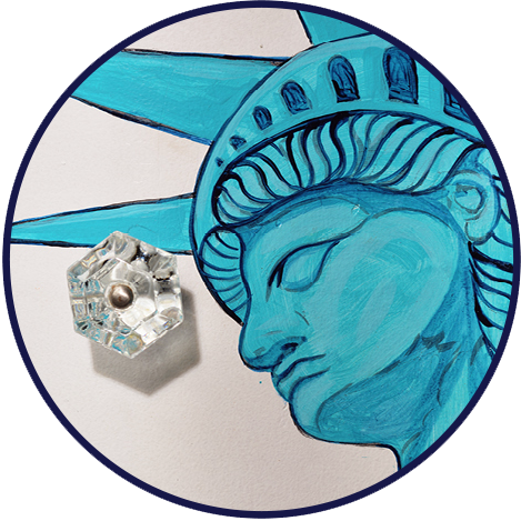 Hand painted chest of drawers- Statue of Liberty