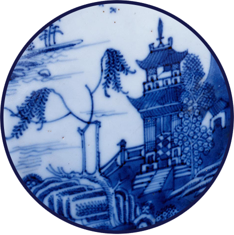 Tea Caddy- blue and white pottery