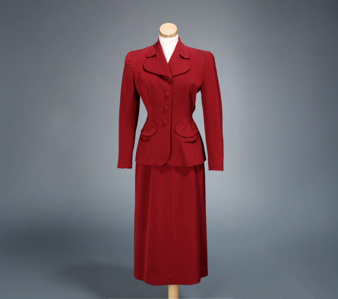 Red military skirt and jacket