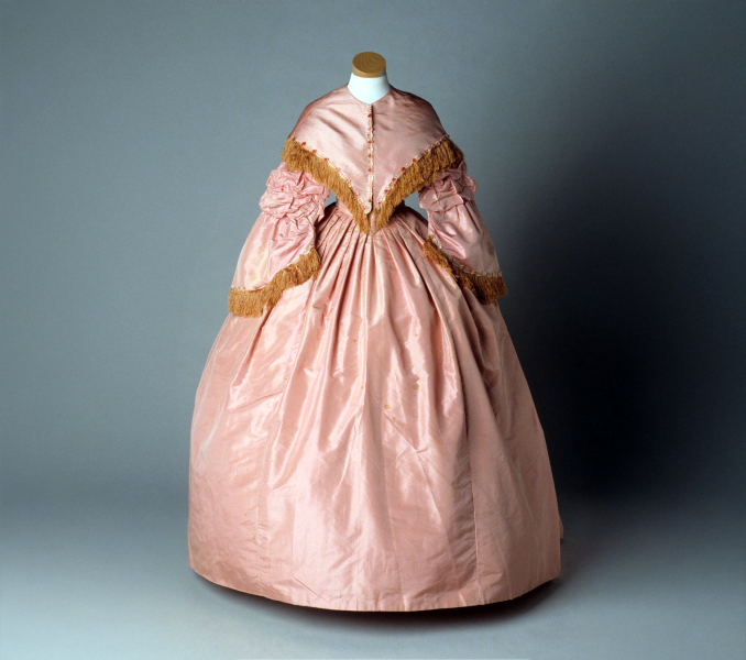 Mary Eliza Battle Dancy, of Edgecombe County, wore this wide-skirted pink ball gown sometime in the late 1850s-early 1860s