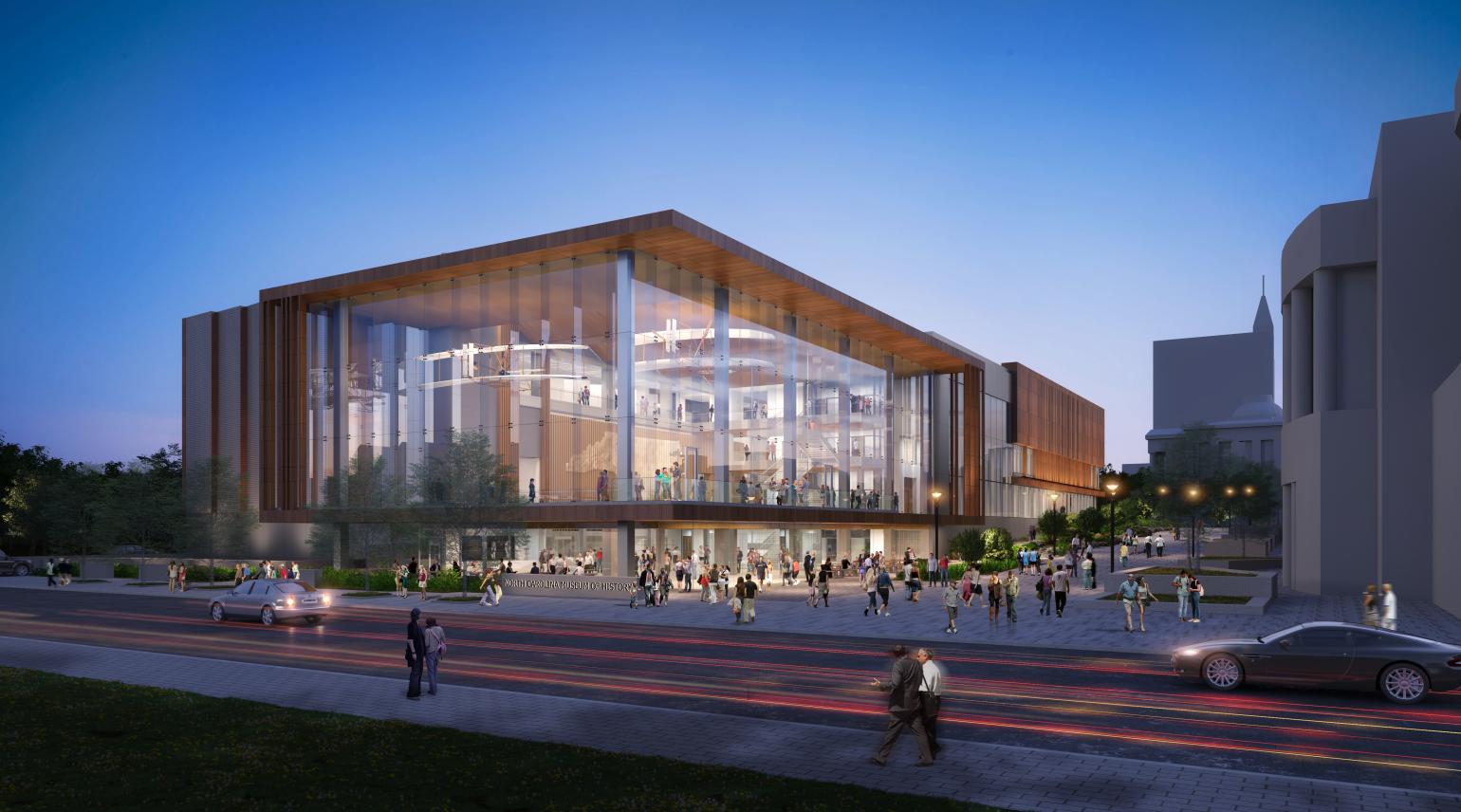 Nighttime image of the updated NCMH museum