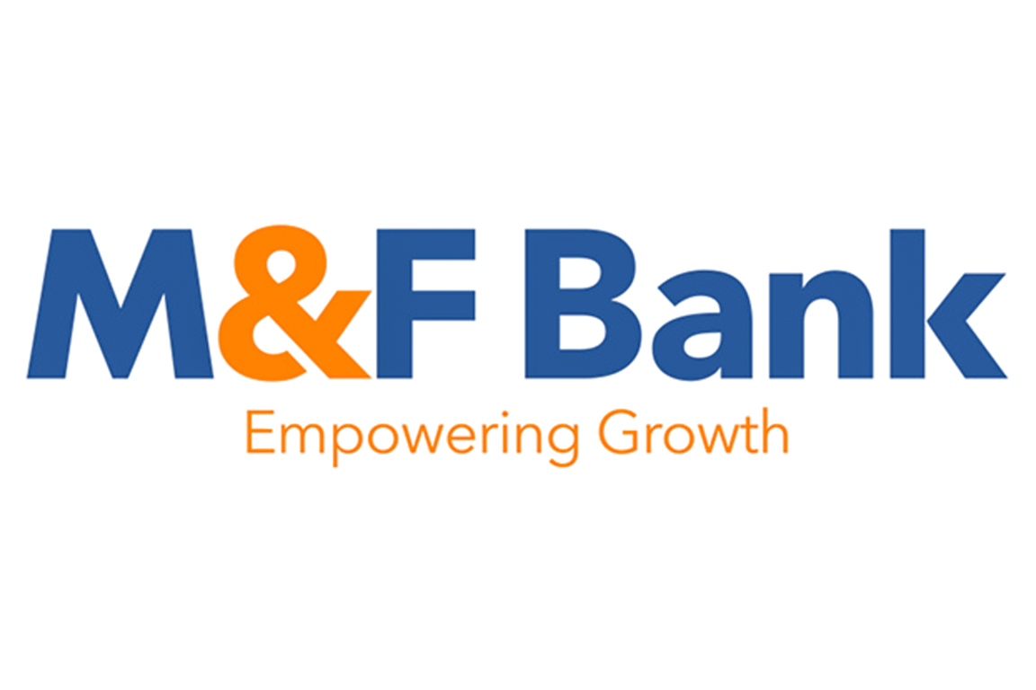 Blue and Orange M&F Bank Logo