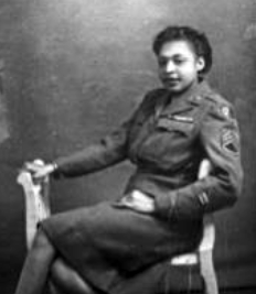 Reclined photo of Millie Dunn Veasey in full uniform