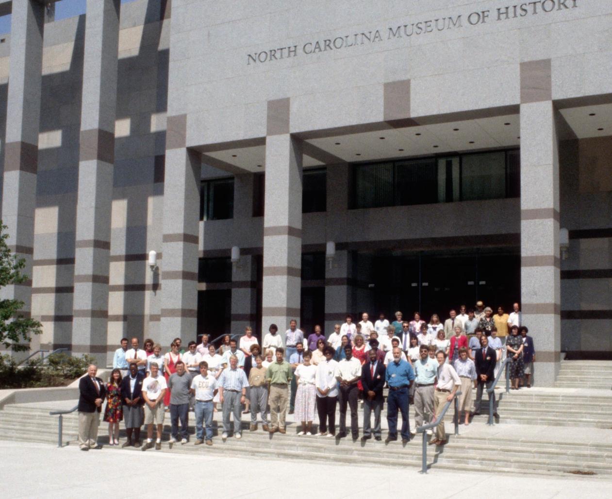 North Carolina Museum of History staff gathered on the front steps of the museum building in 1995.