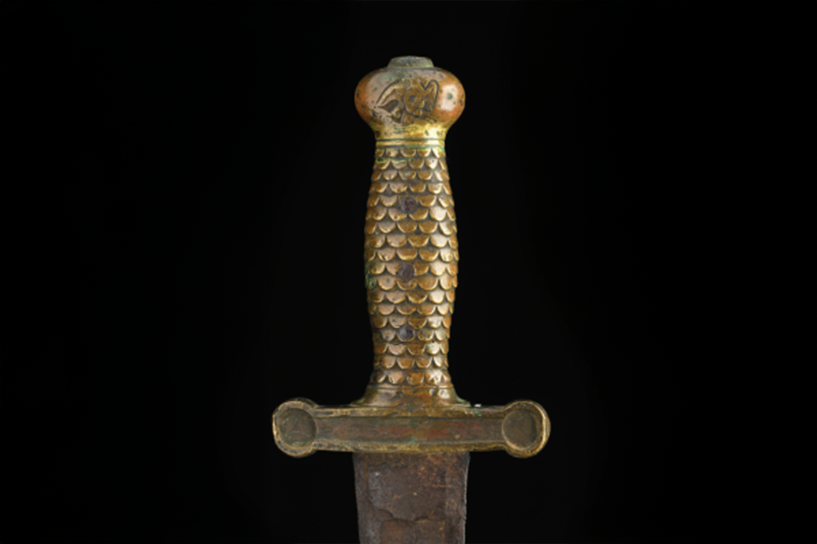 The US Model 1832 artillery sword was patterned after Roman short swords. It could be used to hack through brush or in close-quarters combat where longer blades were impractical. This was found on the site of the April 19, 1862, Battle of South Mills in Camden County.