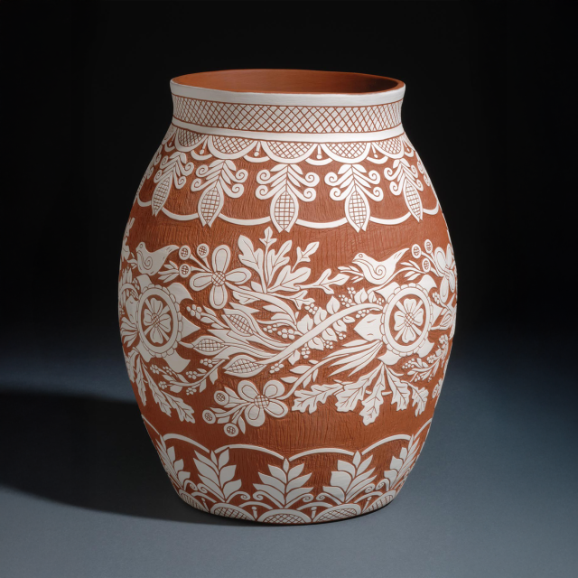 Woodland people- terra cotta pot