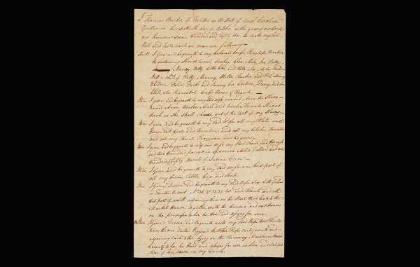 A handwritten 1786 last will and testament of Thomas Barker of Edenton, NC.