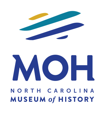 North Carolina Museum of History logo featuring an abstract Wright Flyer-inspired icon above the letters “MOH.”