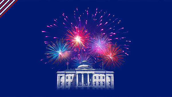 NC Capital building with fireworks