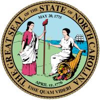 Great Seal of North Carolina showing dates May 20, 1775 and April 12, 1776.