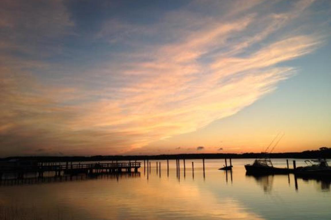 docks at sunset