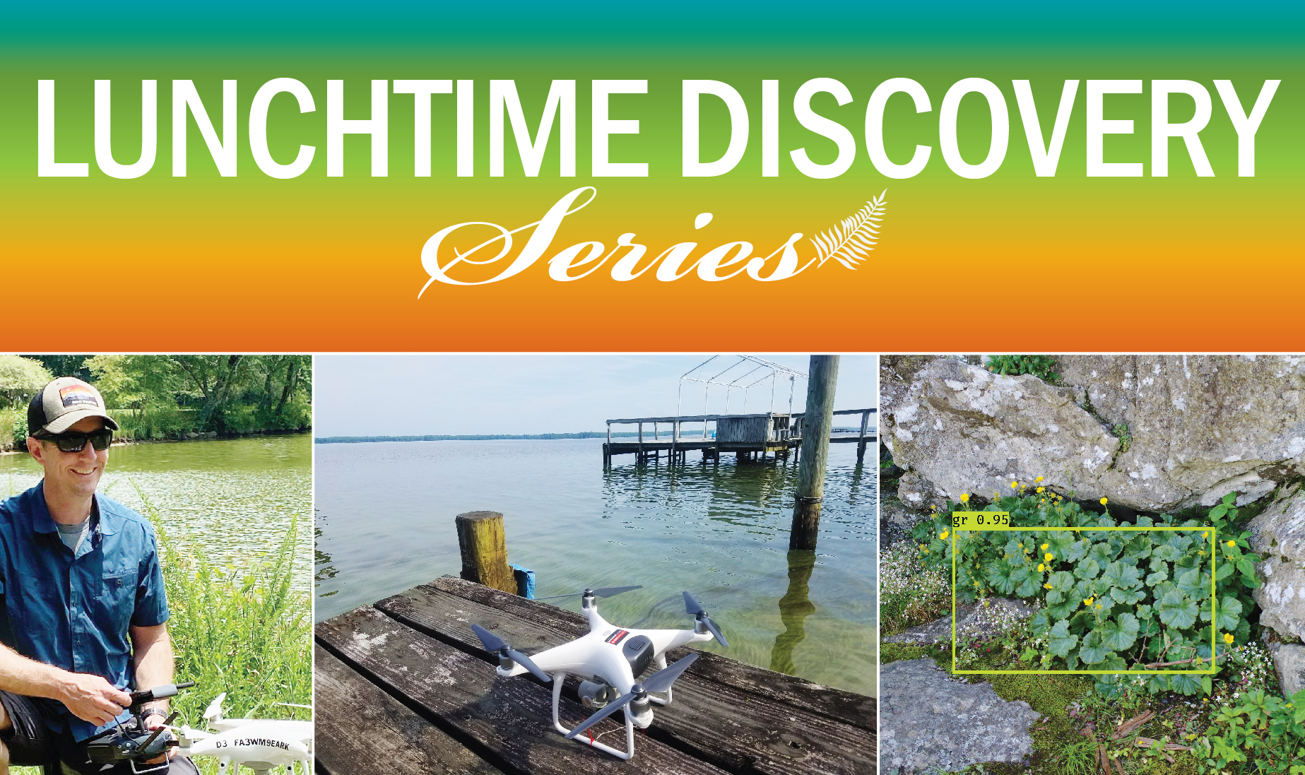 Will Reckling flying a drone, drone on a dock and invasive species