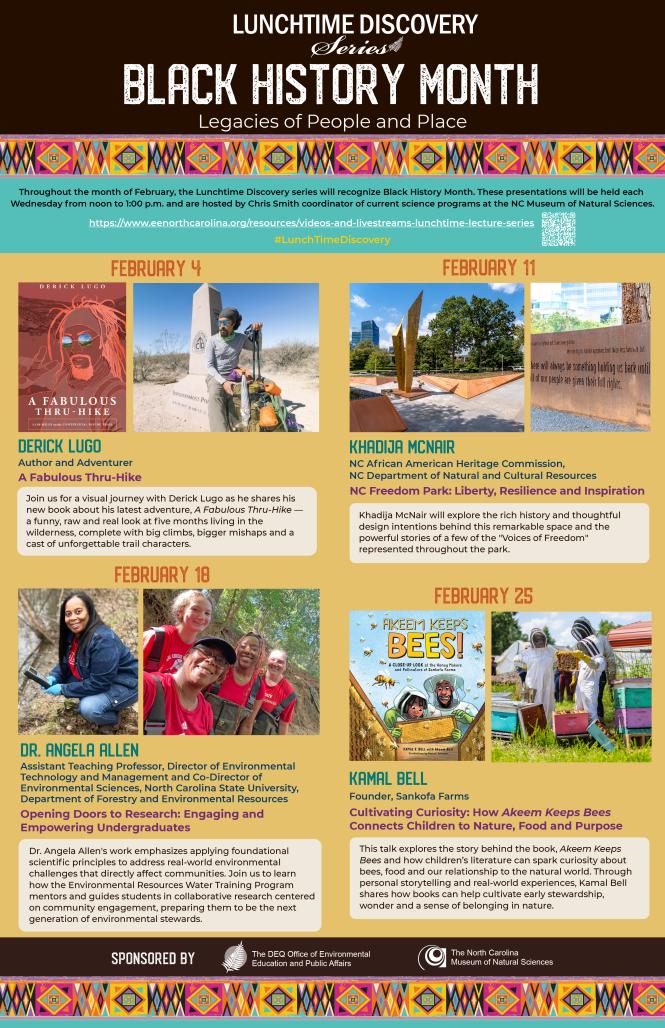 graphic for February Lunchtime Lecture Series in recognition of Black History Month