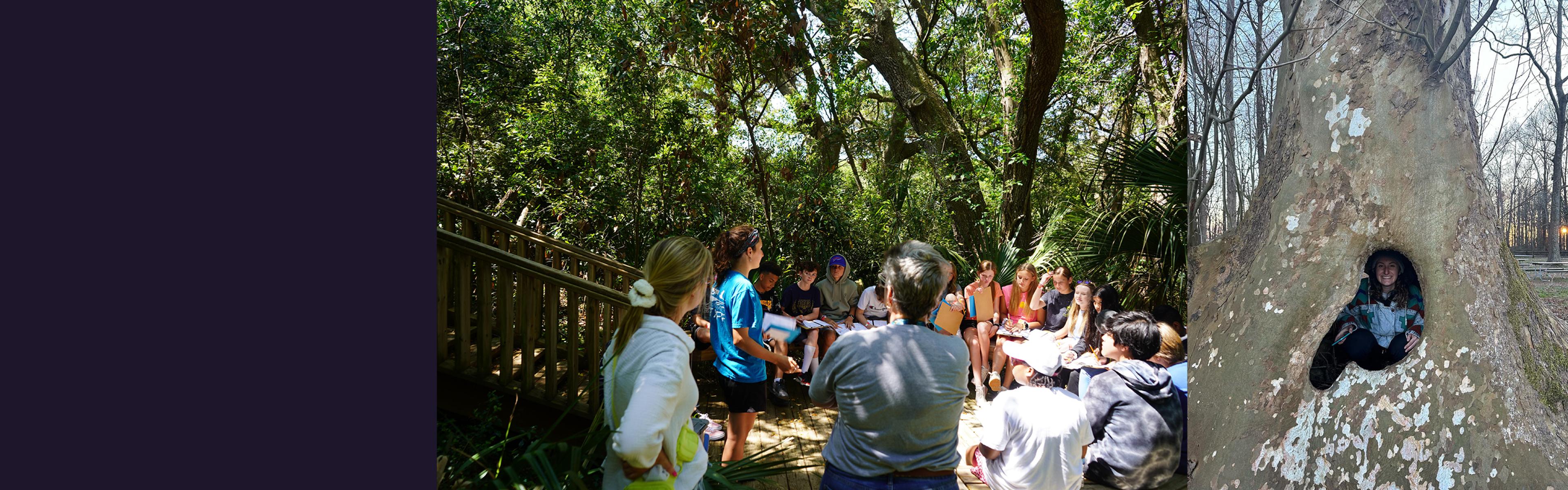 Heather teaching in the woods 