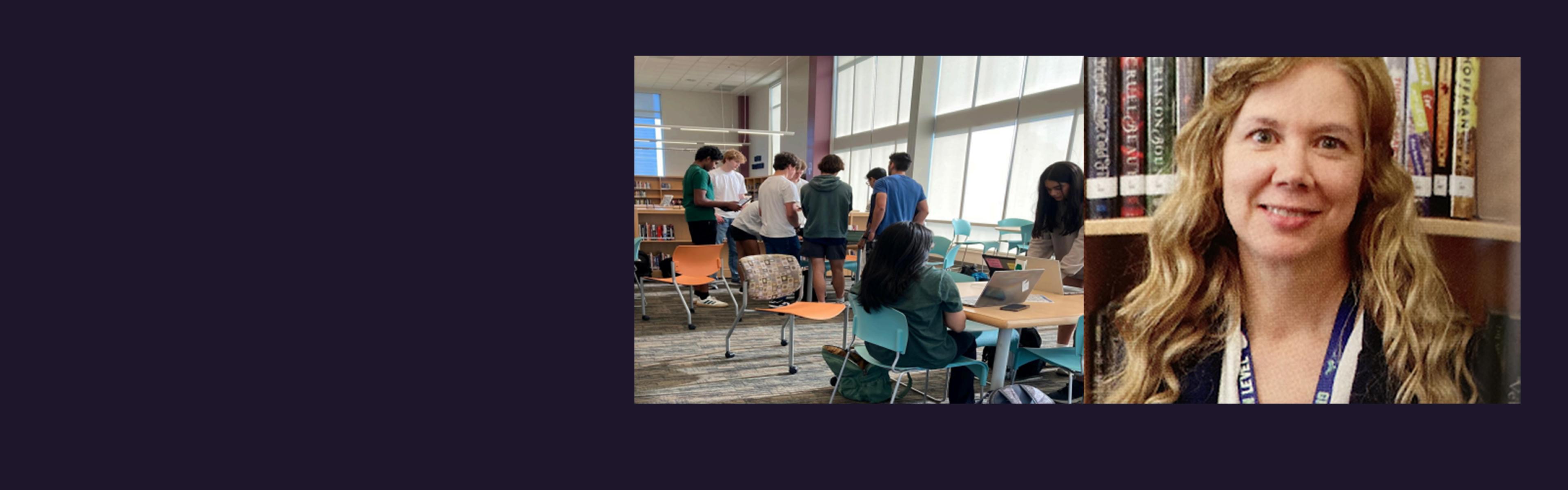 Tammy Weller headshot and students working in the classroom