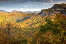 Bear-shaped shadow on Whiteside Mountain in North Carolina.