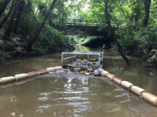 Trash trap, Marsh Creek, Neuse River tributary
