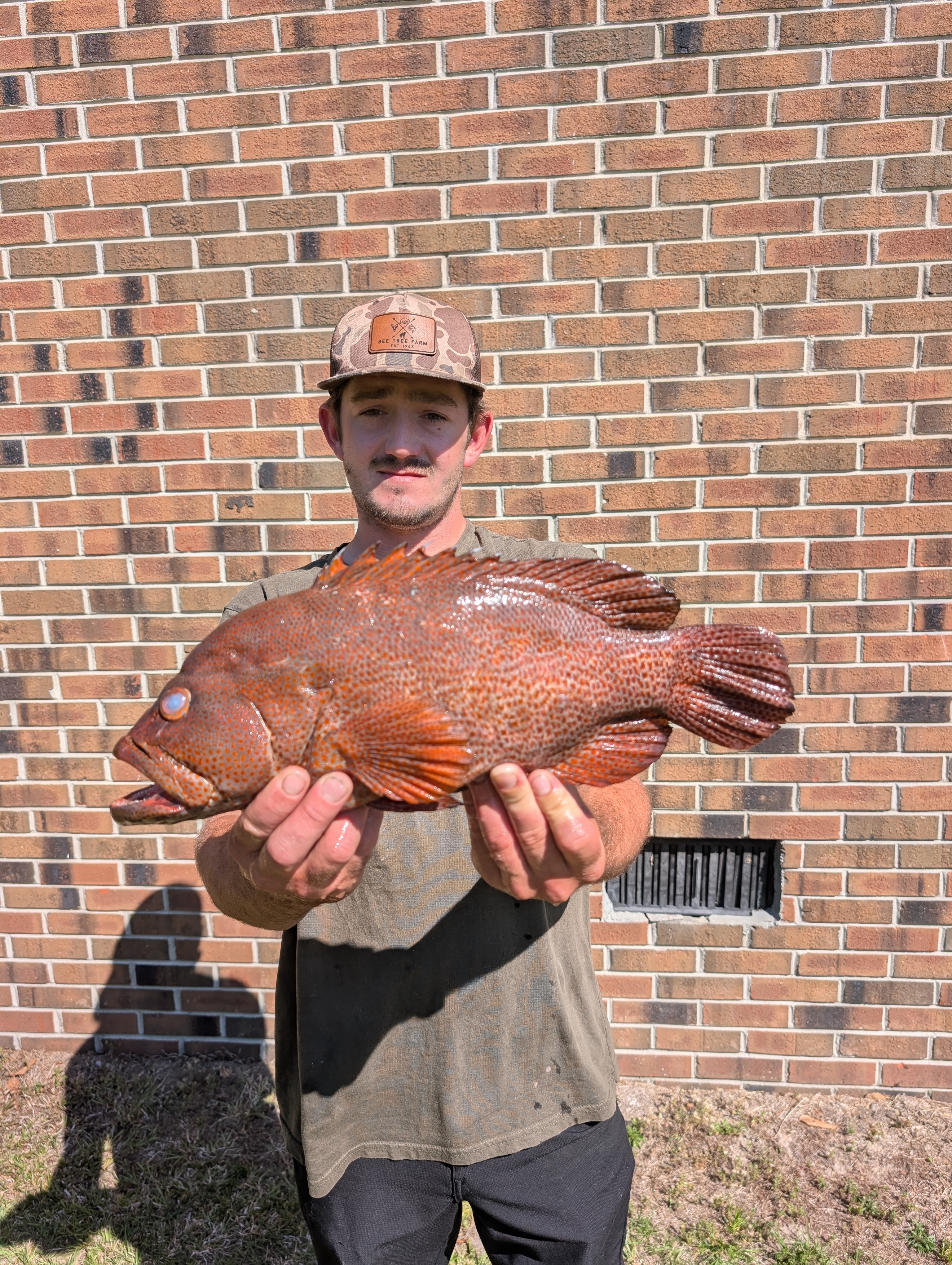 Wyatt Franklin holding a state record Graysby Grouper