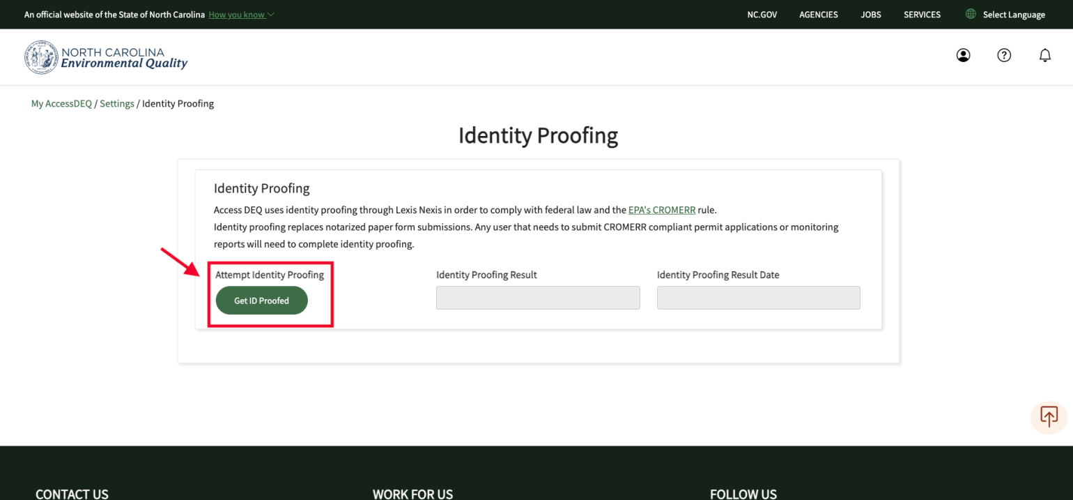 A screenshot of the green identity proof button. 