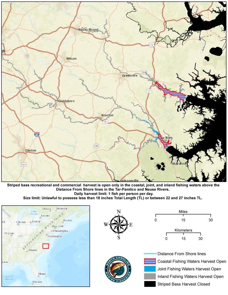 Striped Bass Open Season Map