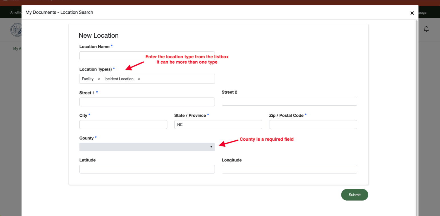 A screenshot of the popup box that appears for you to enter in the location details. 