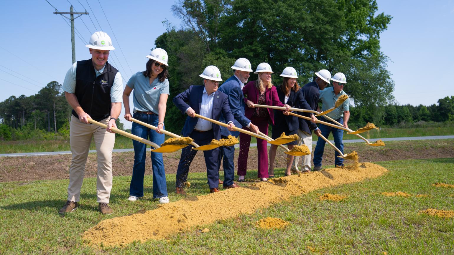 DEQ, Four County EMC, U.S. Department of Energy representatives and stakeholders break ground on grid resilience project