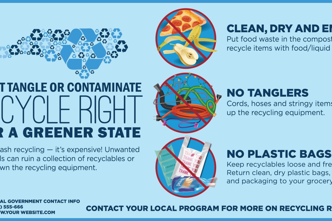 Bus ad about common recycling contaminants