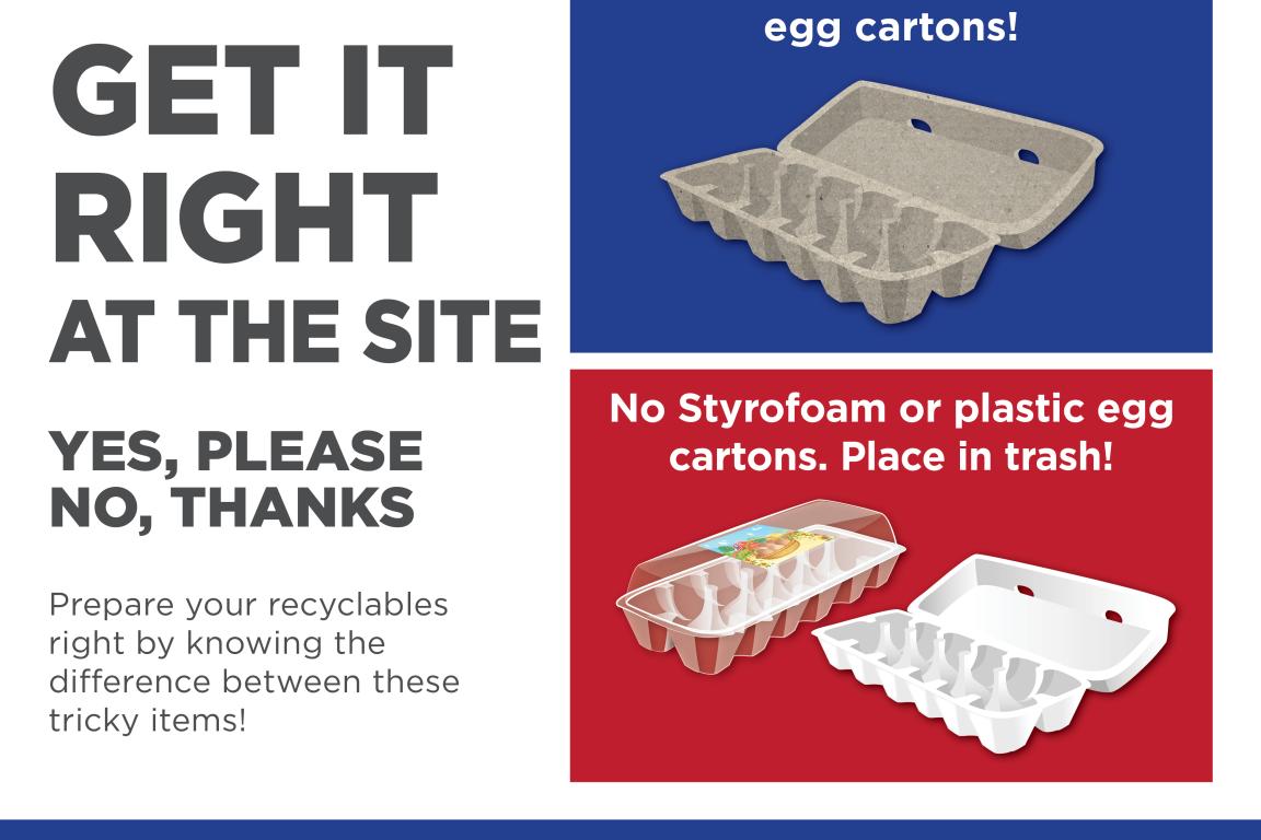 Recyclable egg cartons versus nonrecyclable plastic and styrofoam cartons 