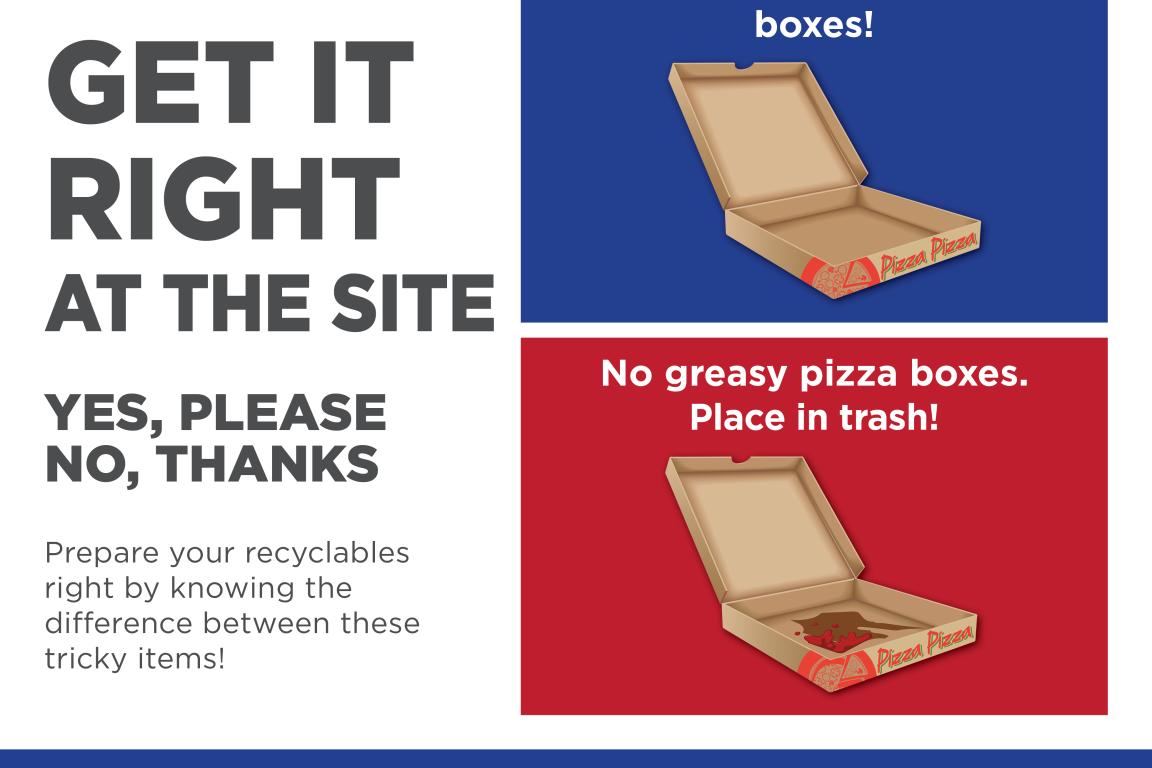 Clean pizza boxes versus greasy pizza boxes 