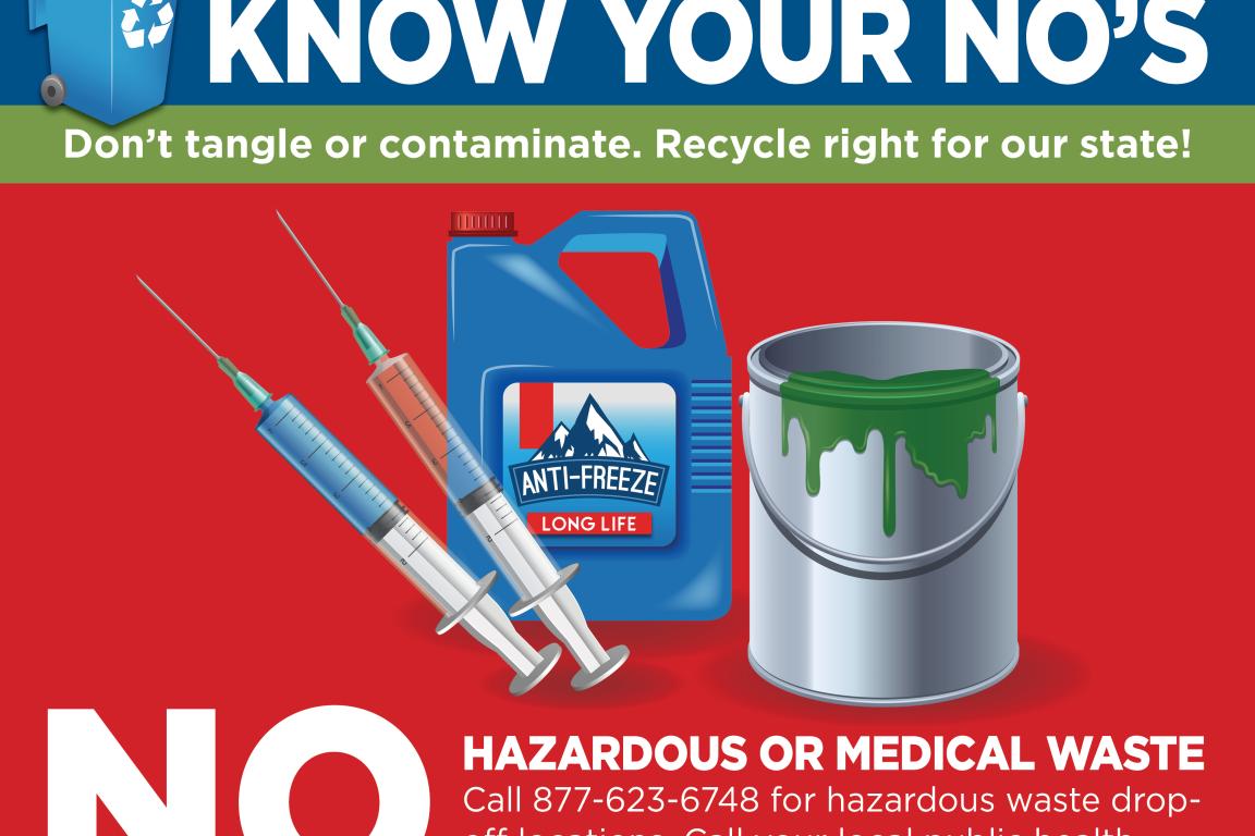 Needles, anti-freeze bottle, and paint can
