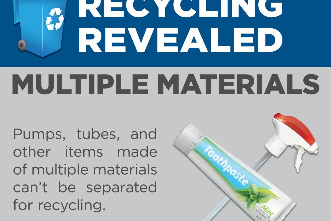 Items made of multiple materials can't be separated for recycling.