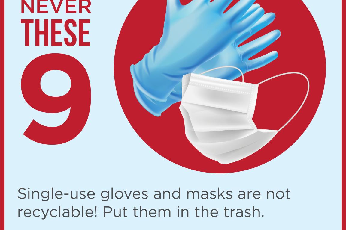Never single-use gloves and masks