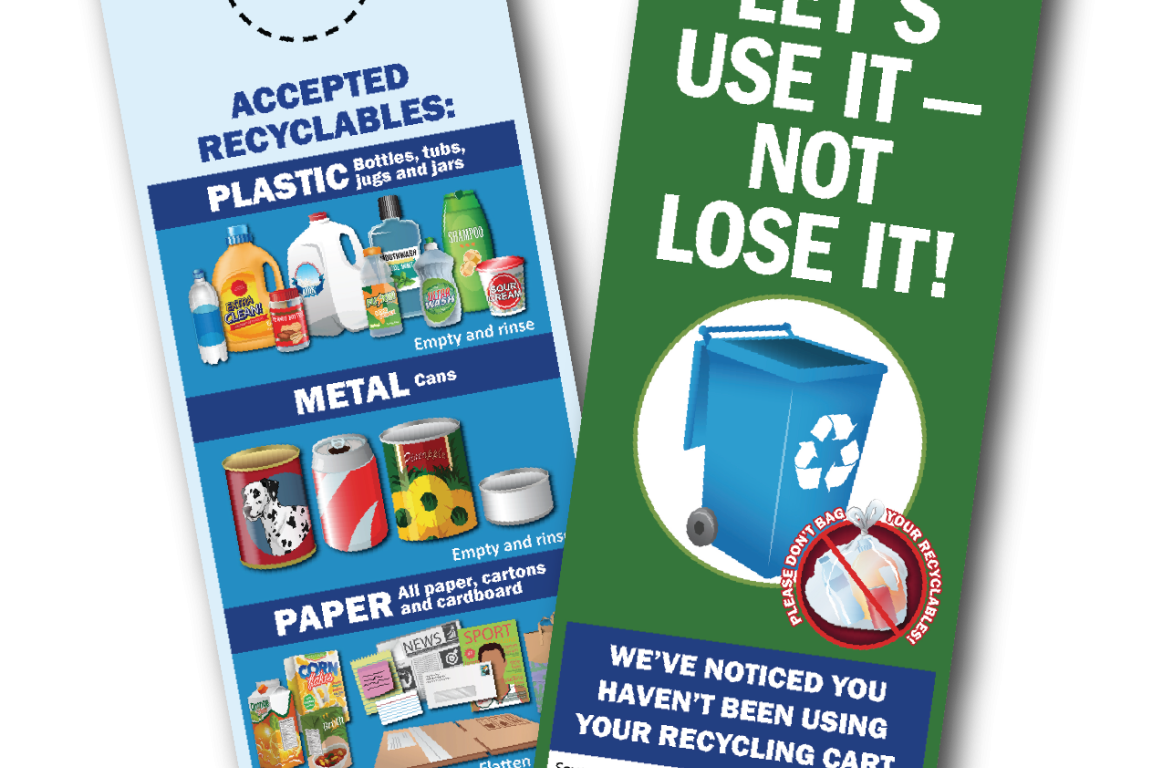 Tag sharing what material is recyclable and encouraging proper recycling