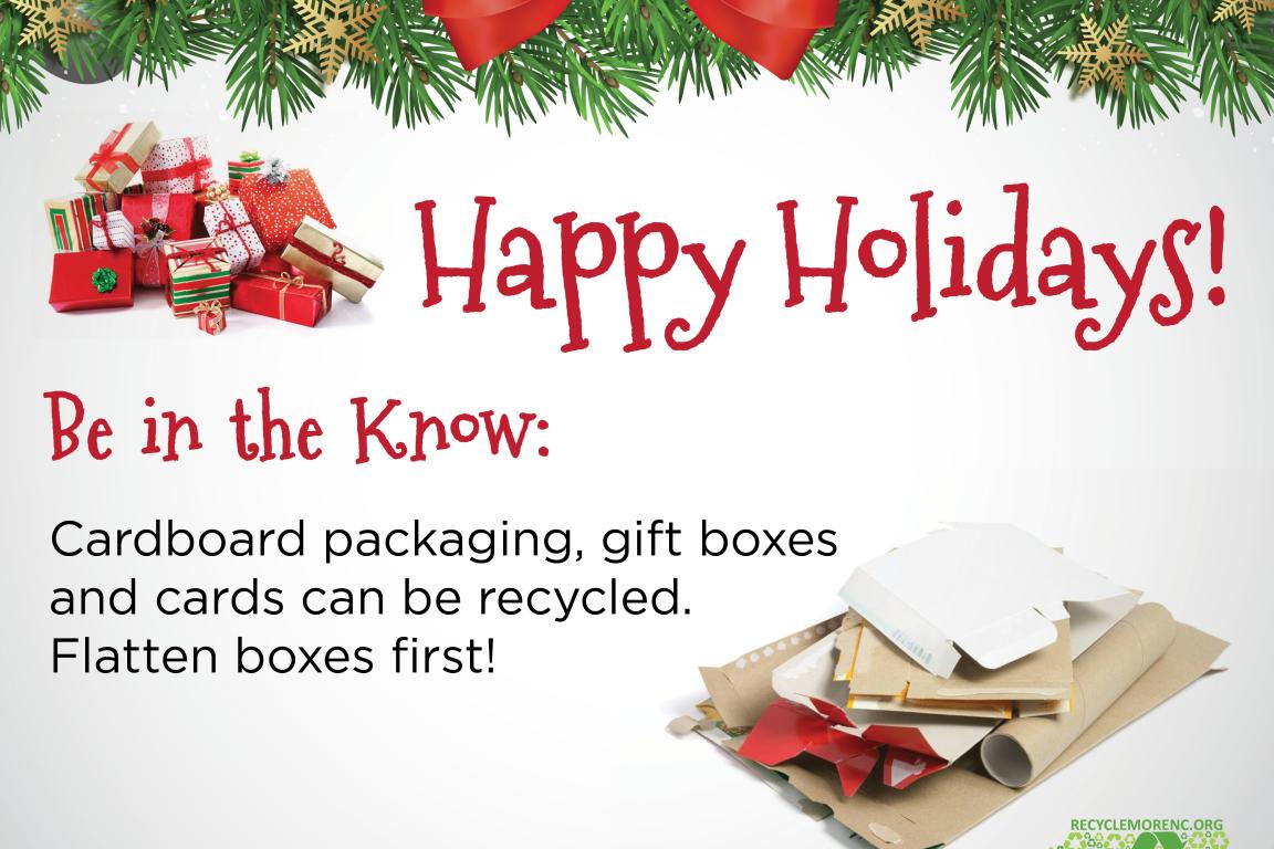 Happy holidays! Cardboard packaging, gift boxes, and cards can be recycled.