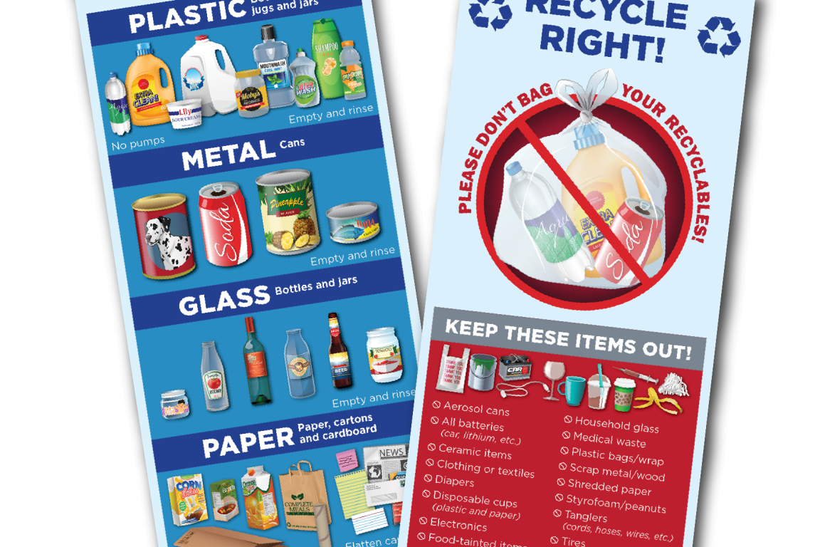 Mail insert showing what to and what not to recycle