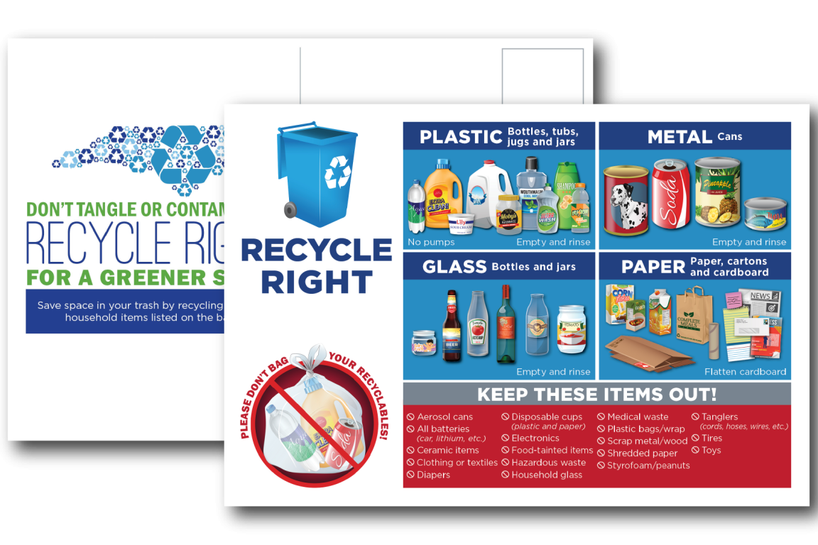 Postcard listing materials accepted in local recycling program