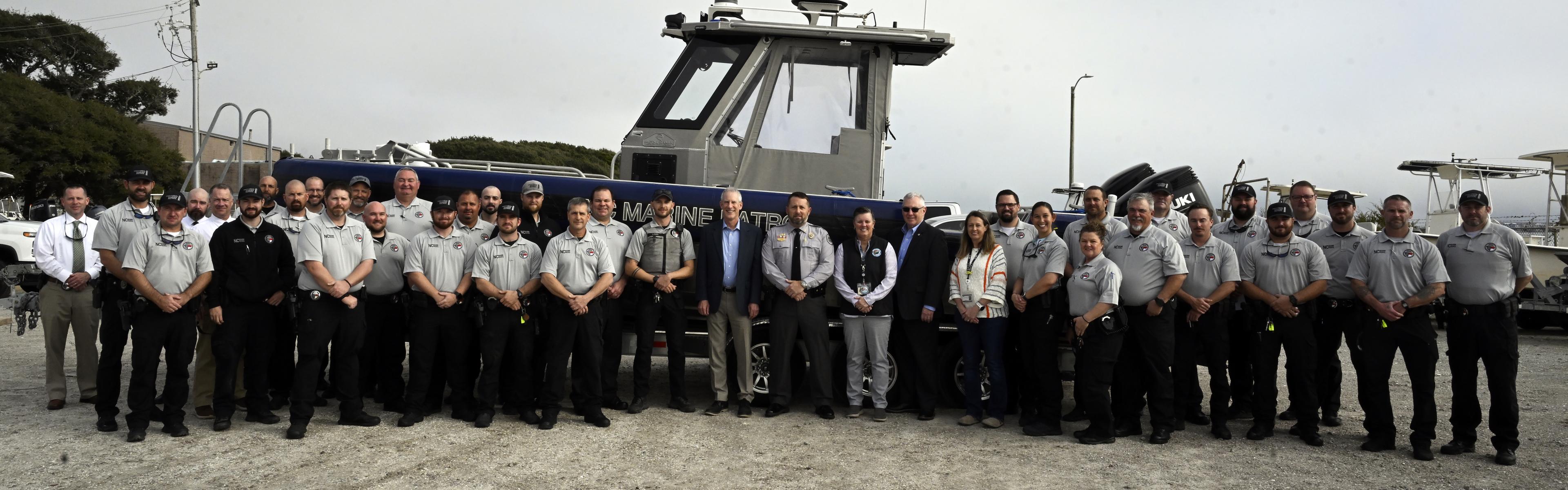 Marine Patrol Officers stand in a line