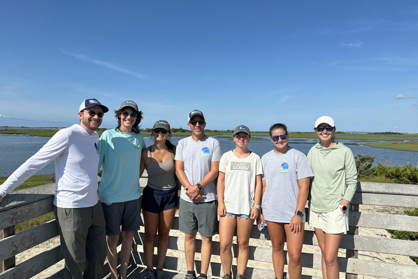 Group of people standing on a boardwalk