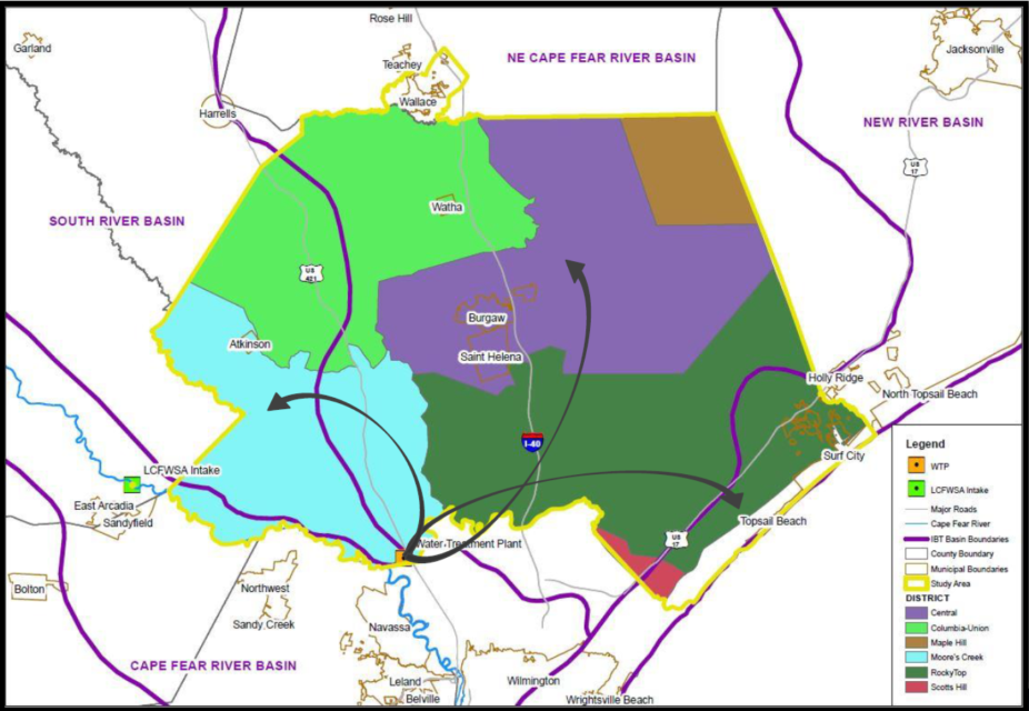 Pender County Interbasin Map