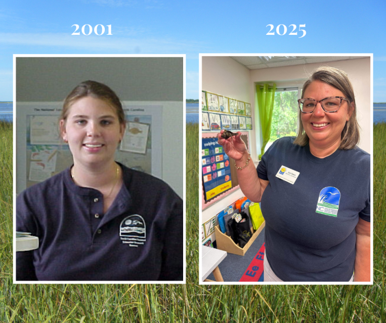 Then and now photo of Lori Davis