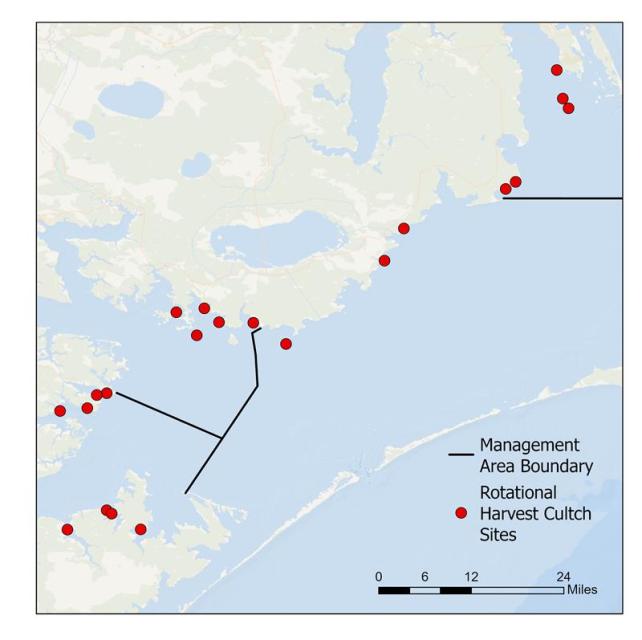 map of where rotational cultch sites are located