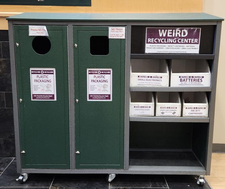 A "weird recycling center" on the University of North Carolina at Charlotte's campus.