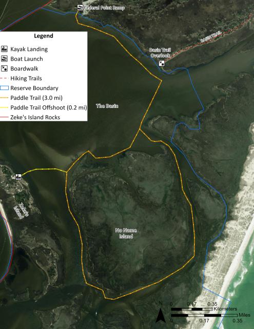 Map of the Zeke's Island Reserve paddle trail