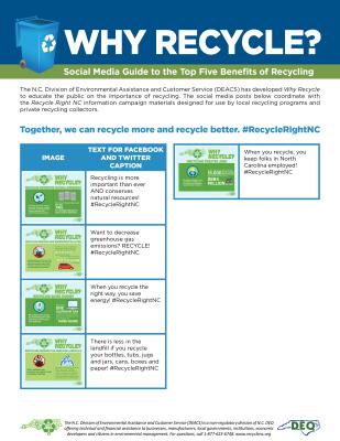 Social media guide to the top five benefits of recycling.