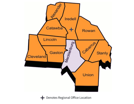 DEQ Mooresville regional office map