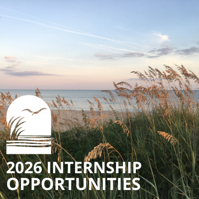 Sea oats and the ocean overlaid with the text 2026 Internship Opportunities.