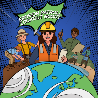 6 members of the erosion patrol team working together to protect our natural resources