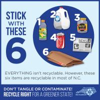 Recycle right by knowing the basic 6 items accepted in most of NC